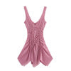 Folded asymmetrical skirt with suspender dress for women