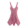 Folded asymmetrical skirt with suspender dress for women